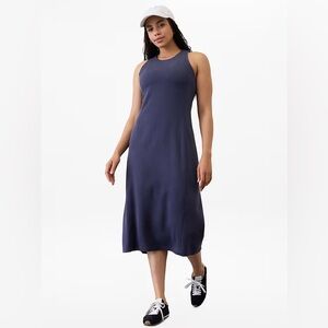Athleta - Gap Navy Blue Seasoft Rib Midi Tank Dress Athletic Casual Dress sz L